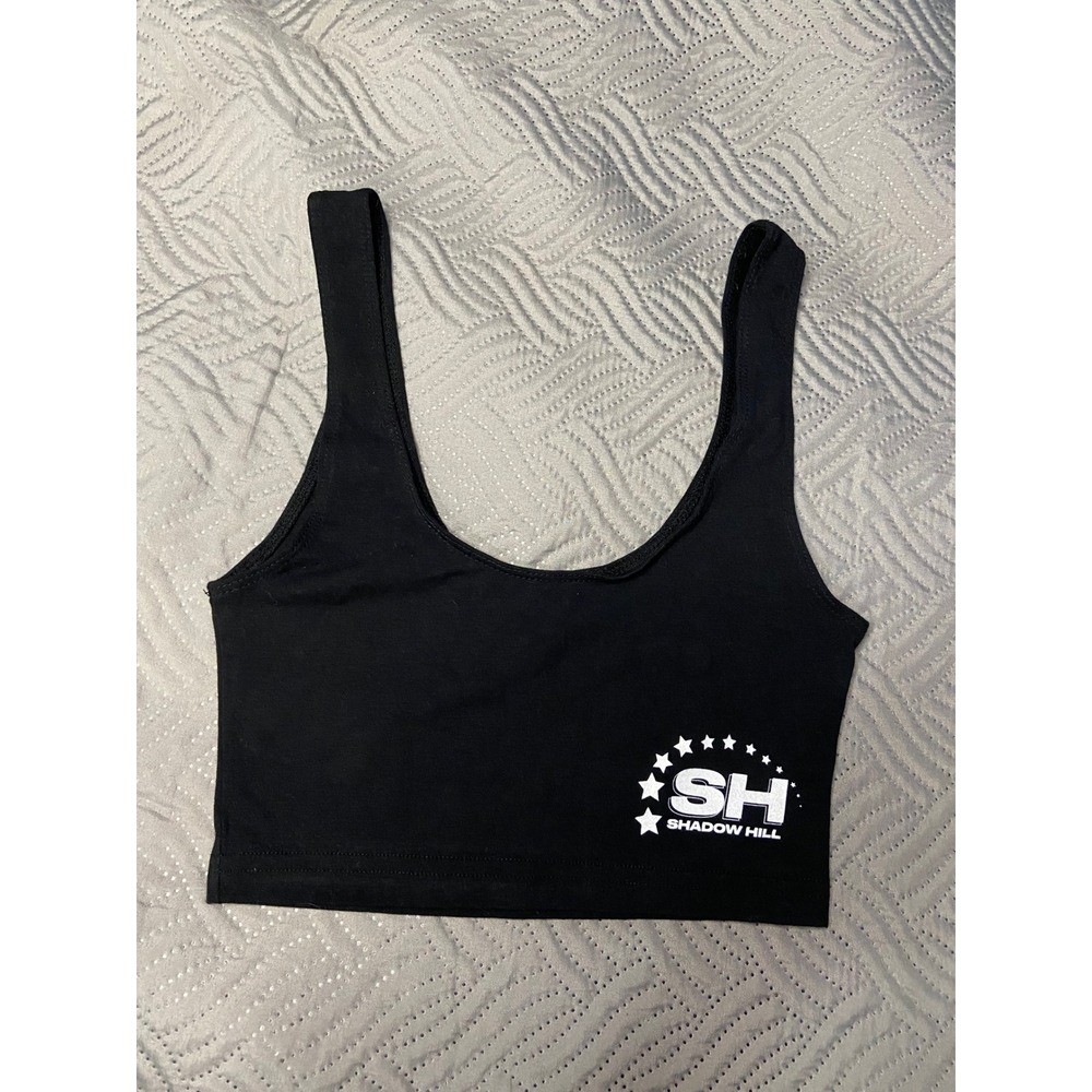 Shadow Hill USA Womens Black Cropped Tank Top SH Graphic Star Logo size Small